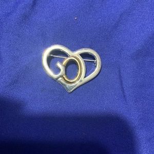 St John Heart GOD Brooch Pin 2 Tone 1”x1.75”